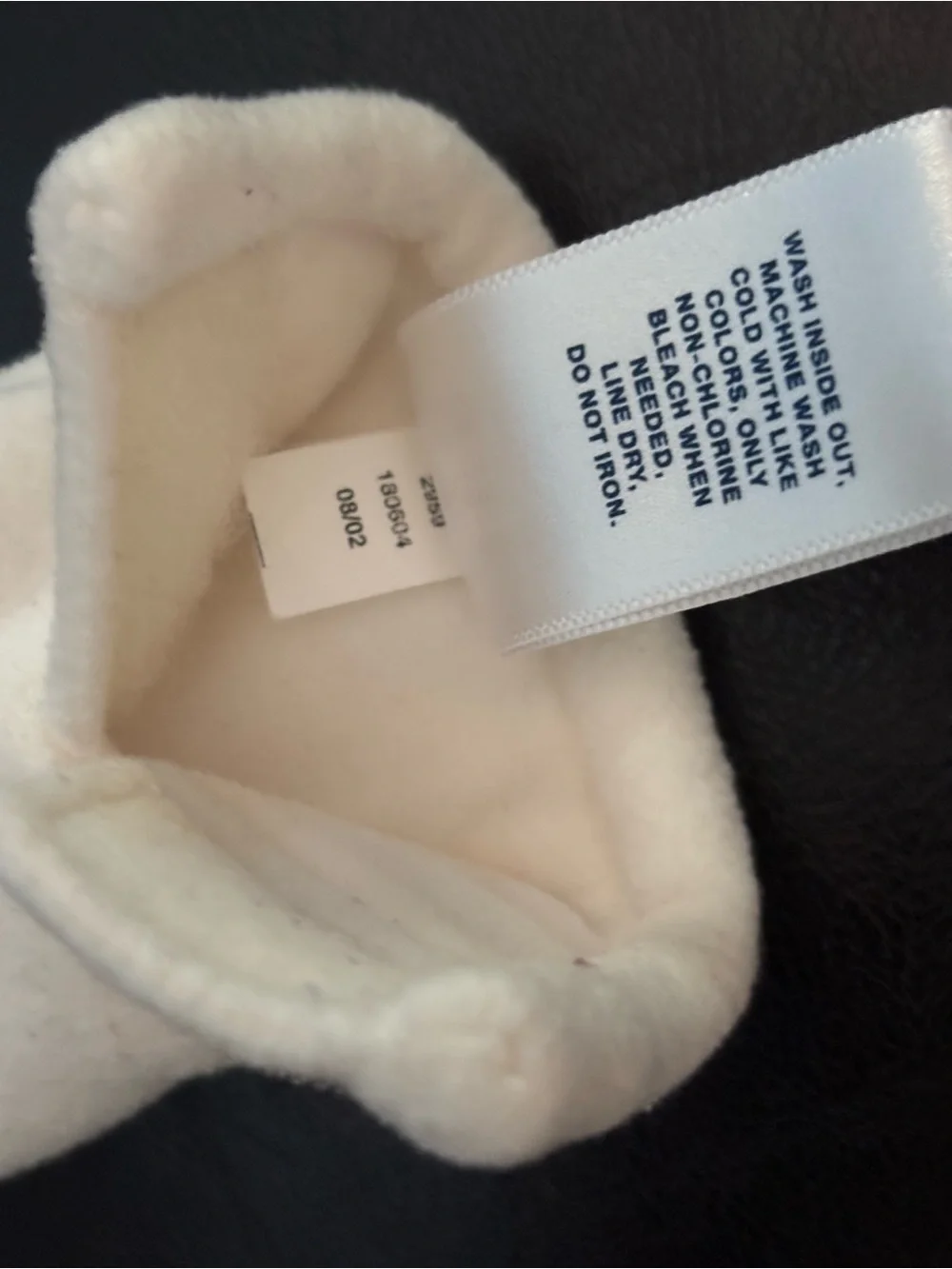 Baby Gap Fleece Mittens Unisex 6-12 Months Warm Winter Off White Cream Bear Ears - Picture 4 of 4